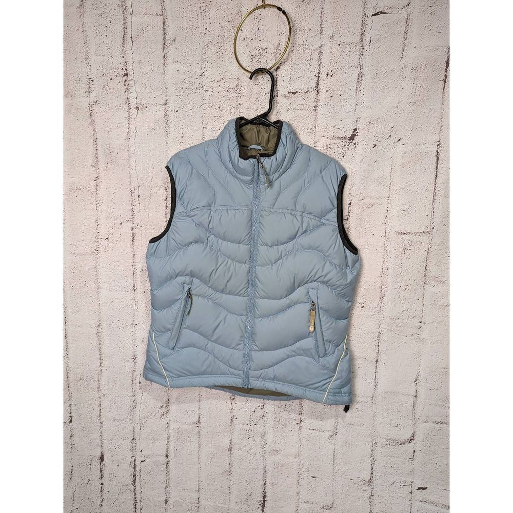Women's REI goose down puffer full zip in vest women's size L Blue